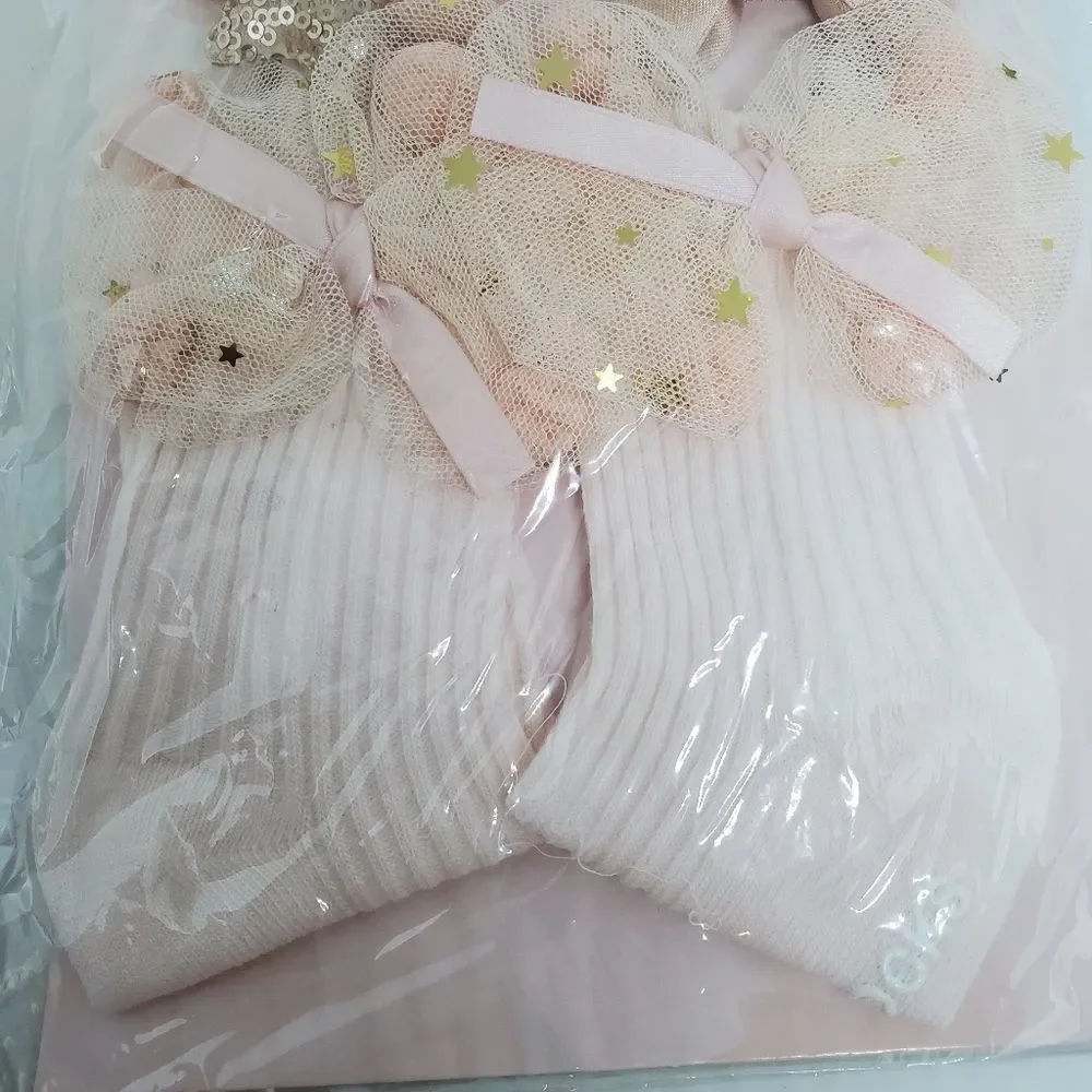 NIB Chicbaby Pink & Gold Hair Accessories & Socks
